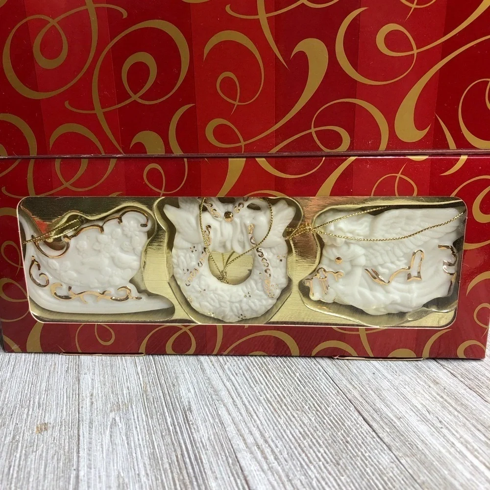 Vintage 2001 Avon Porcelain Christmas Ornament Set